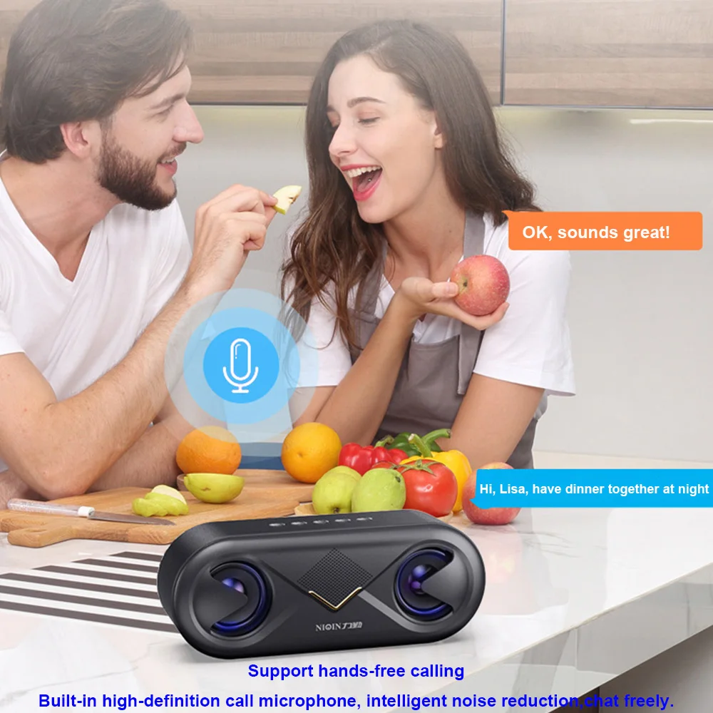 Портативный Bluetooth 5,0 динамик, 4D стерео звуковой громкий динамик, беспроводной уличный двойной динамик с поддержкой TF-карты/USB-накопителя/AUX-плеера - изображение