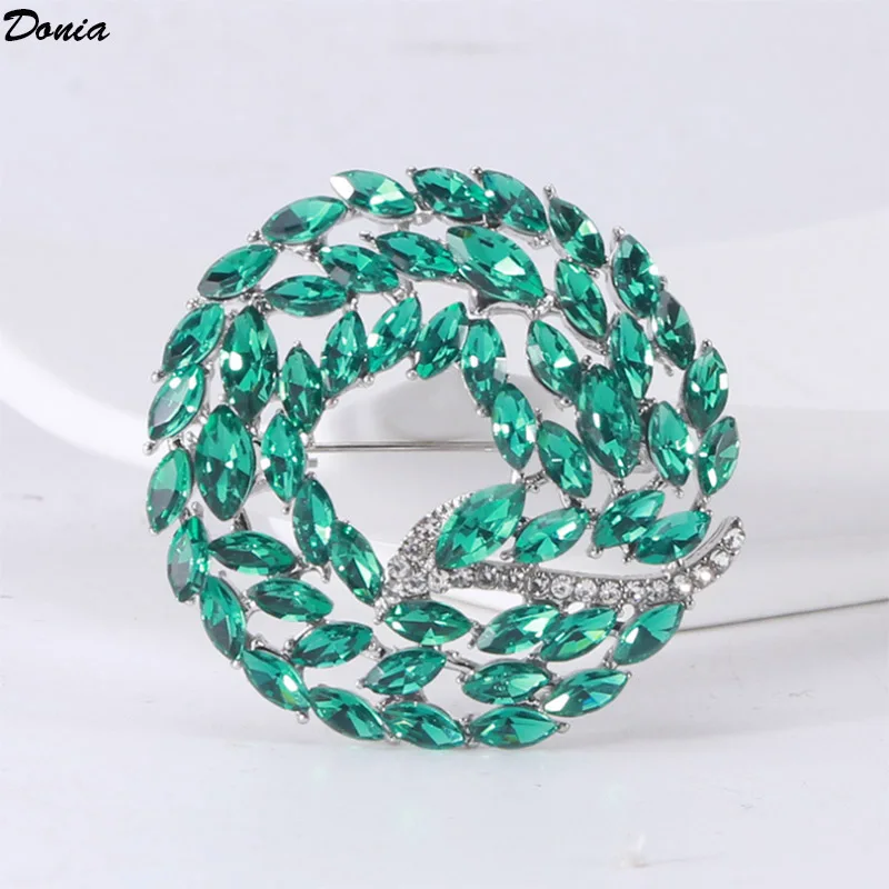 

Donia jewelry Fashion glass geometric circle brooch luxury exquisite fashion elegant temperament coat scarf pin jewelry