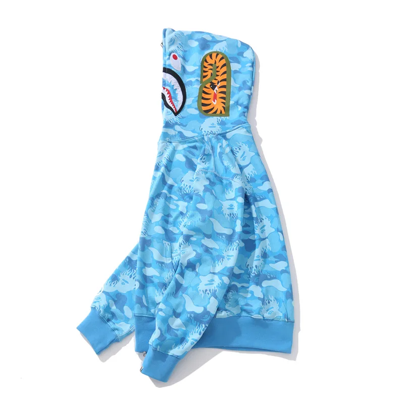 

BAPE new Japanese tide brand shark hoodie flame camouflage hoodie couple jacket