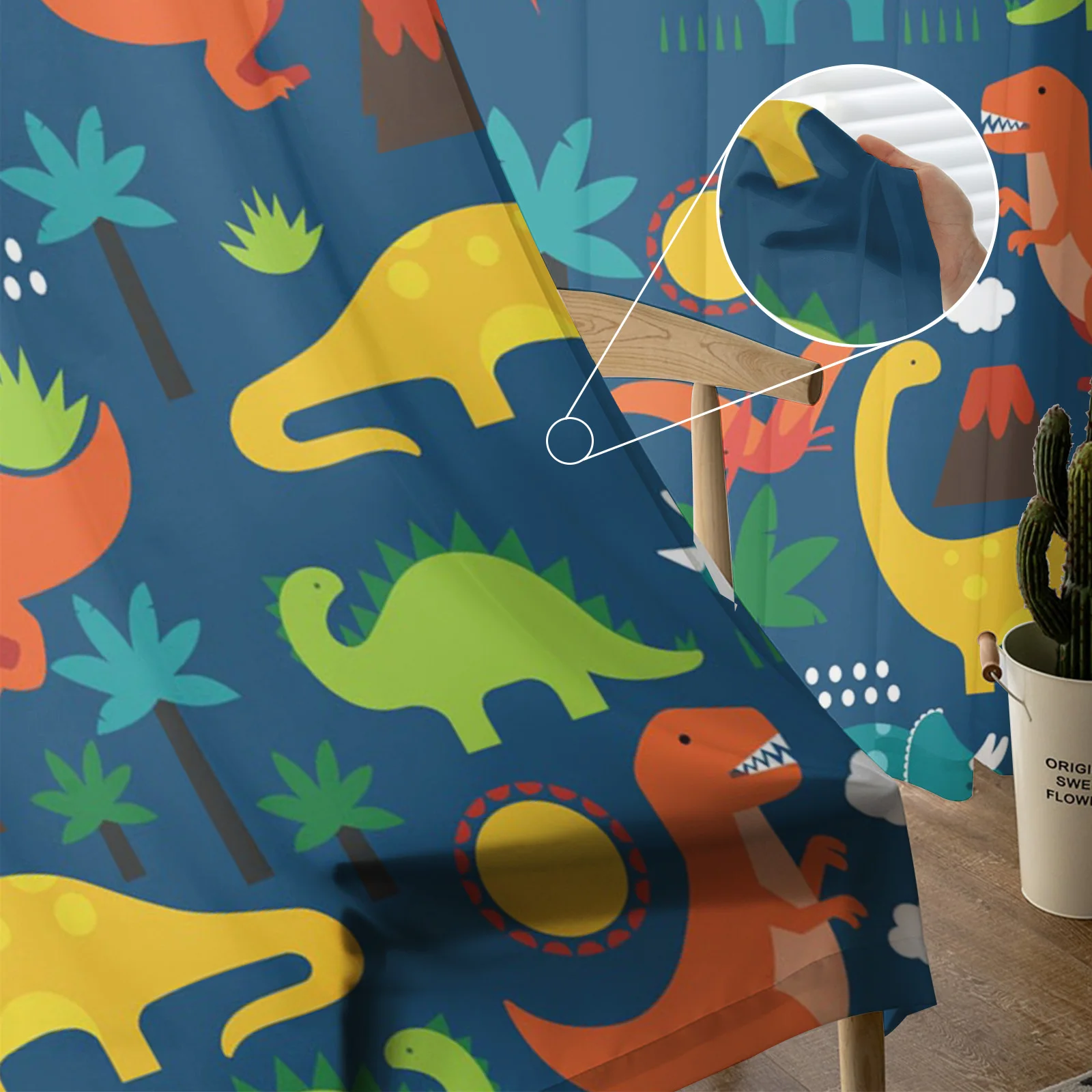 Цветастые занавески Cartoon Colorful Dinosaur для гостиной обработка окон прозрачные спальня кухня Drapes on.