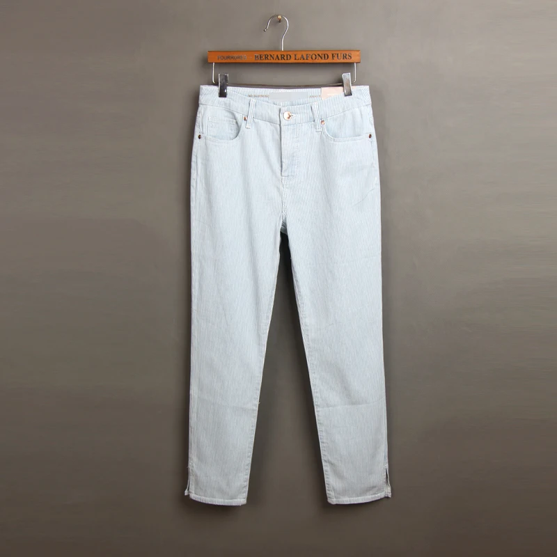 

FAKUNTN Spring Women High Waist Fashion Loose Water Wash Ankle Length Casual Stripe Jeans Female Trendy Plus Size Vintage Denim