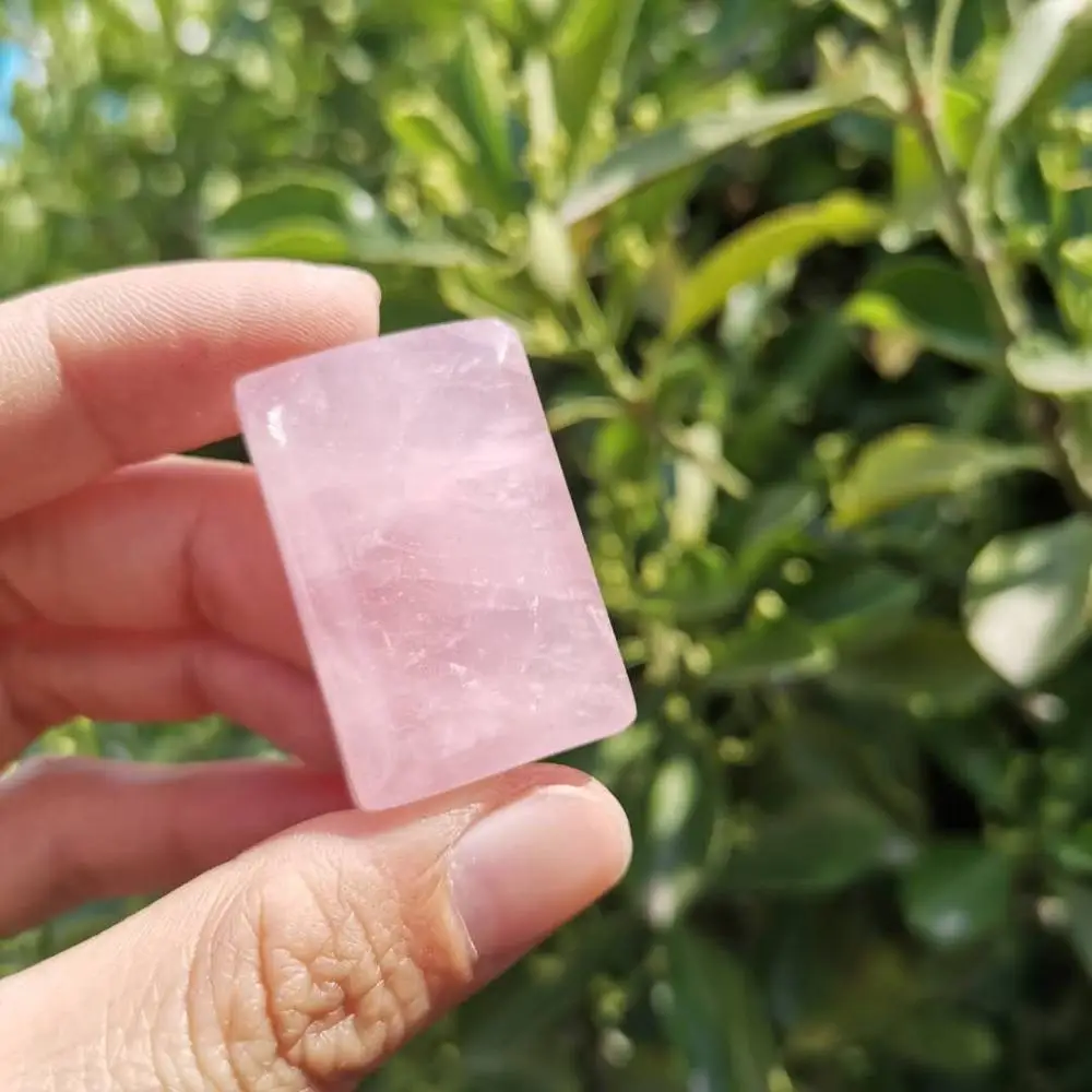 

Квадратный Кулон Из Натурального Розового Кварца, бренд розовый кристаллический кварц