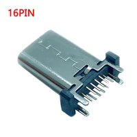 15pcslot mini usb type c 16 pin female socket vertical horizontal jack connector for charging tail plug