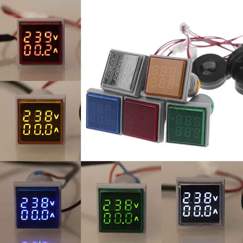 

Квадратный светодиодный цифровой вольтметр, амперметр 22 мм, сигнальные лампы, вольт, ампер, измеритель тока, индикатор, тестер, измерение ...