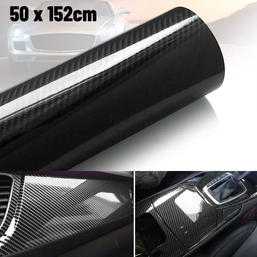 

20/50*152cm Car Styling DIY High Glossy 6D Carbon Fiber Vinyl Wrap Film Motorcyle Automobiles Car Sticker and Decals Accessorise
