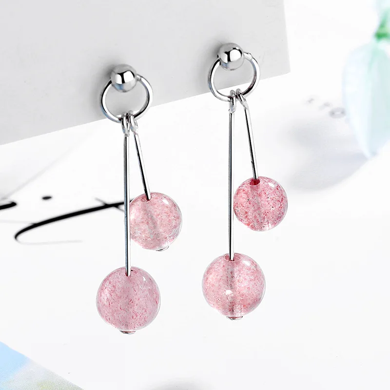 Женские серьги капельки из серебра 925 пробы с кристаллом в виде