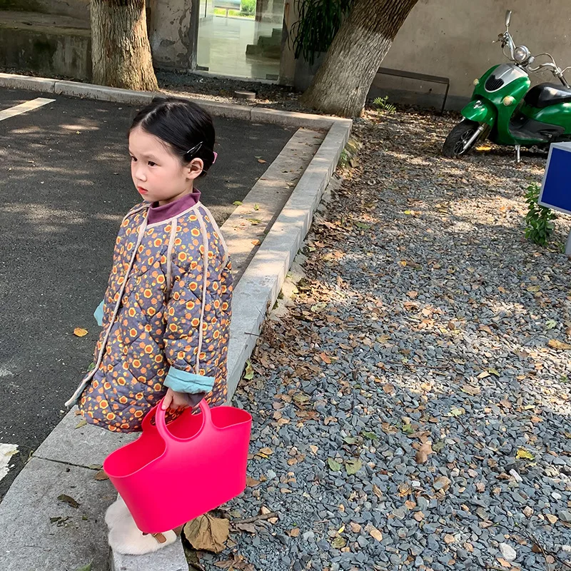 

Children's Clothing Autumn Winter 2021 New Korean Girls Cotton-padded Clothes Floral Coat