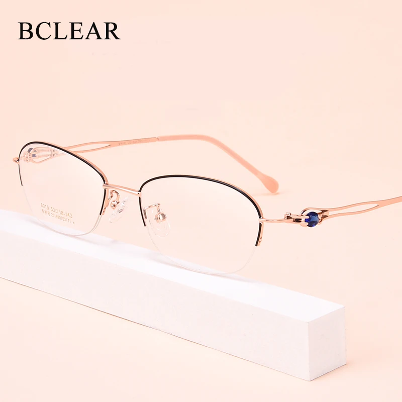 

BCLEAR Half Rimless Eyeglasses Frame Optical Prescription Semi-Rim Glasses Frame For Women's Eyewear Female Armacao Oculos