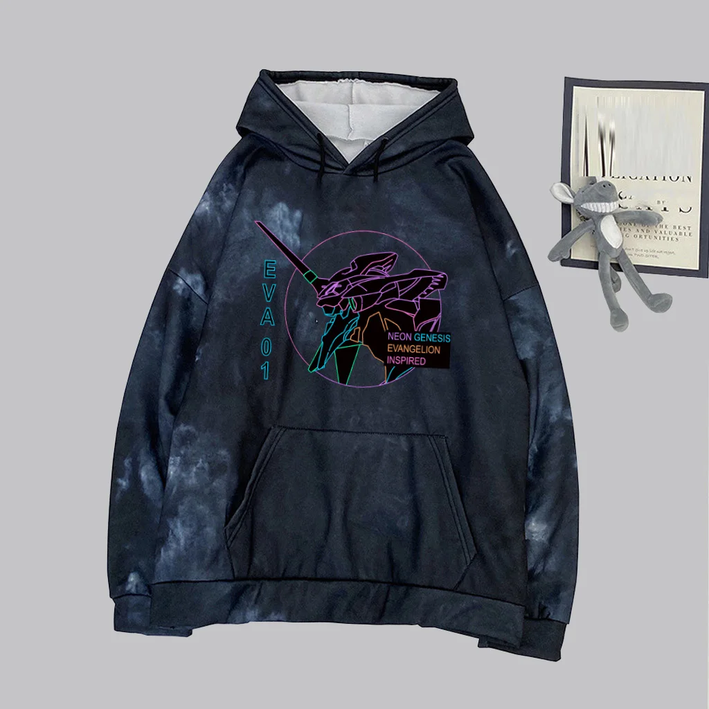 

Eva 01 Evangelion Uniex Hoodie Tie-dye Pullovers Tops Long Sleeve Anime Cloth
