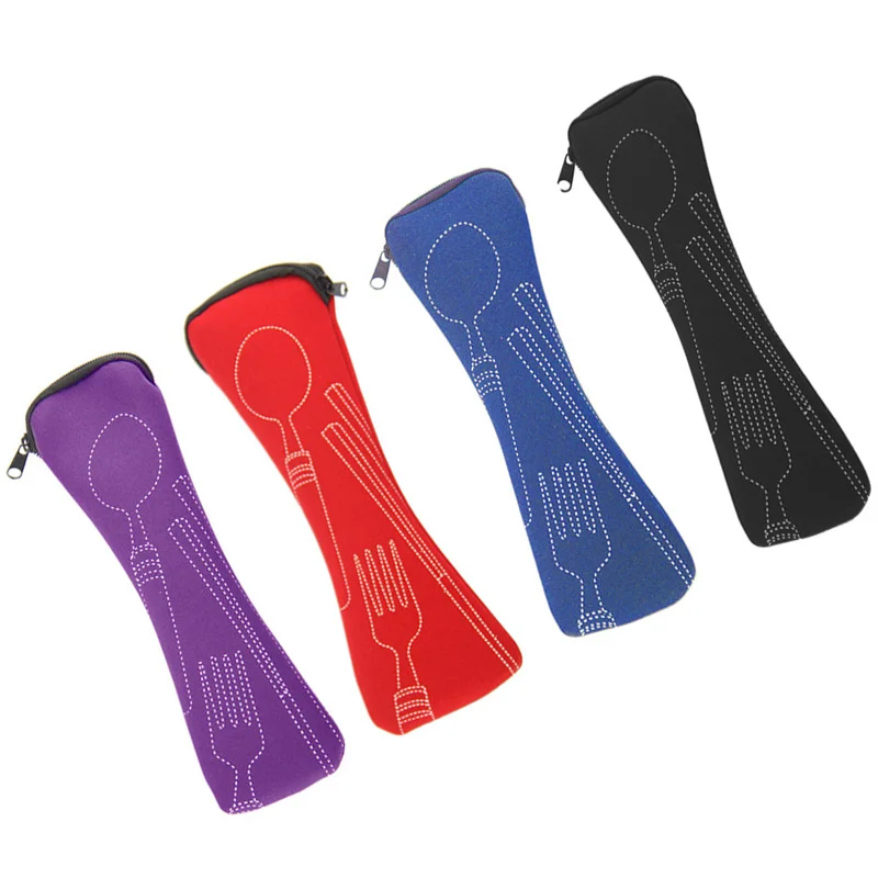 1 шт. портативный чехол на молнии для хранения столовых приборов|Наборы приборов|