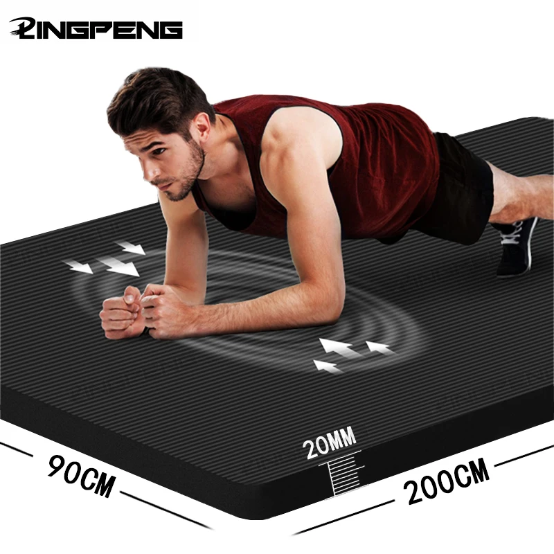 

200cmx90cmx20mm Thicken Non-Slip Men's Fitness Mat High Density Exercise Yoga Mats For Gym Home Fitness Exercise Gymnastics