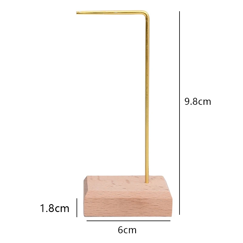 

Simple Wooden Base Metal Jewelry Display Stand for Dangle Earrings Hanging Rack, Ring Studs Tray