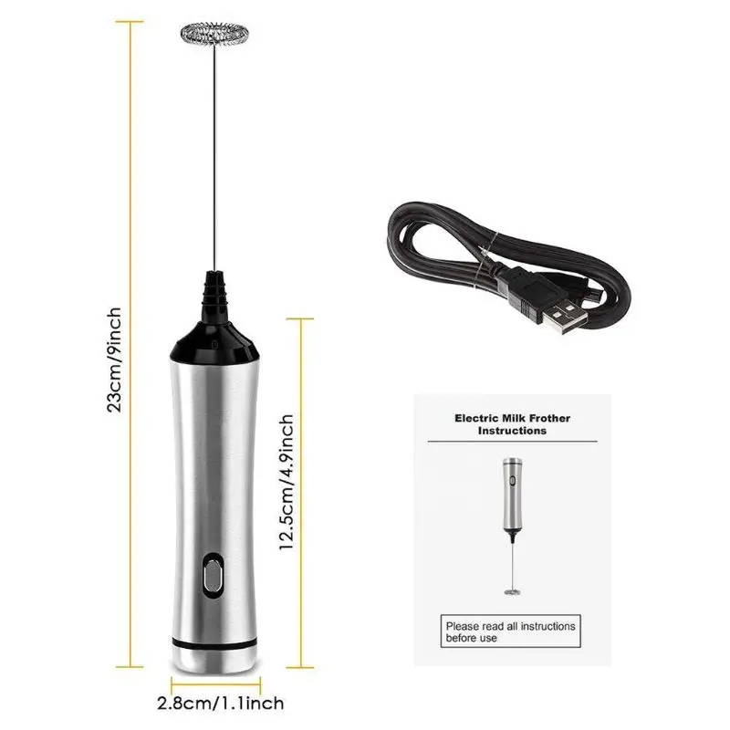 

Usb Chargeable Double Spring Whisk Head Electric Milk Frother Milk Foamer Mixer