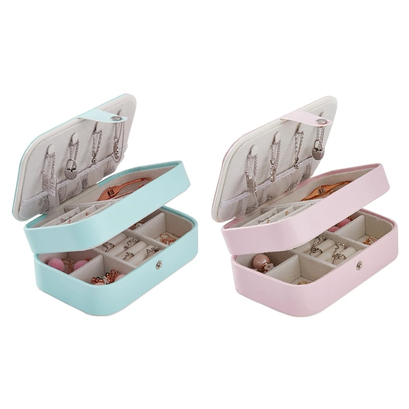 2x Портативный женские шкатулка для хранения Организатор путешествий 2-Слои