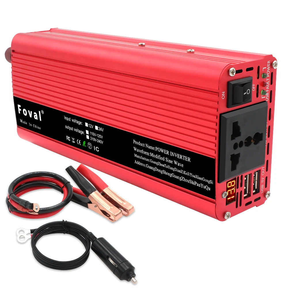 Автомобильный инвертор 2600W DC 12V/ 24V к AC 220 230V Портативное зарядное устройство