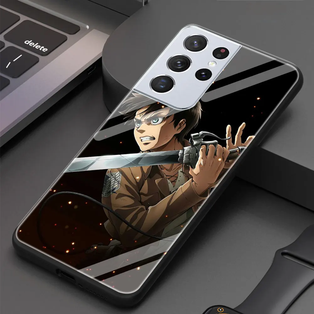 

Titans Attack Anime Glass Cover for Samsung Galaxy S20 FE S21 S20 Ultra S10 Lite S10E S9 S8 Plus Luxury Soft Edge Case Shell