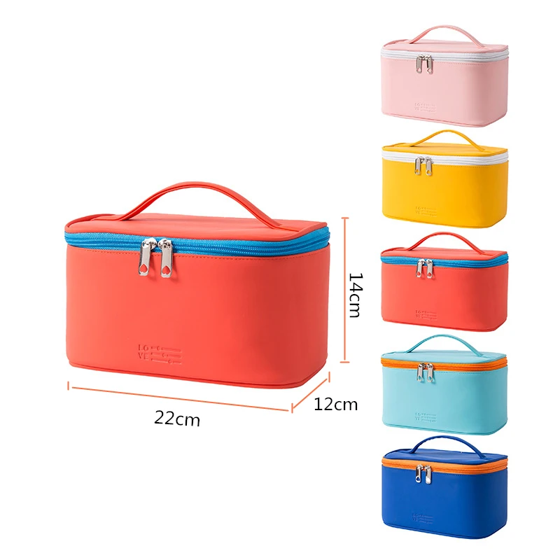 

1 Pc Large Women Cosmetic Bag PU Leather Waterproof Zipper Make Up Bag Travel Washing Makeup Organizer Beauty Case Cosmetic Box