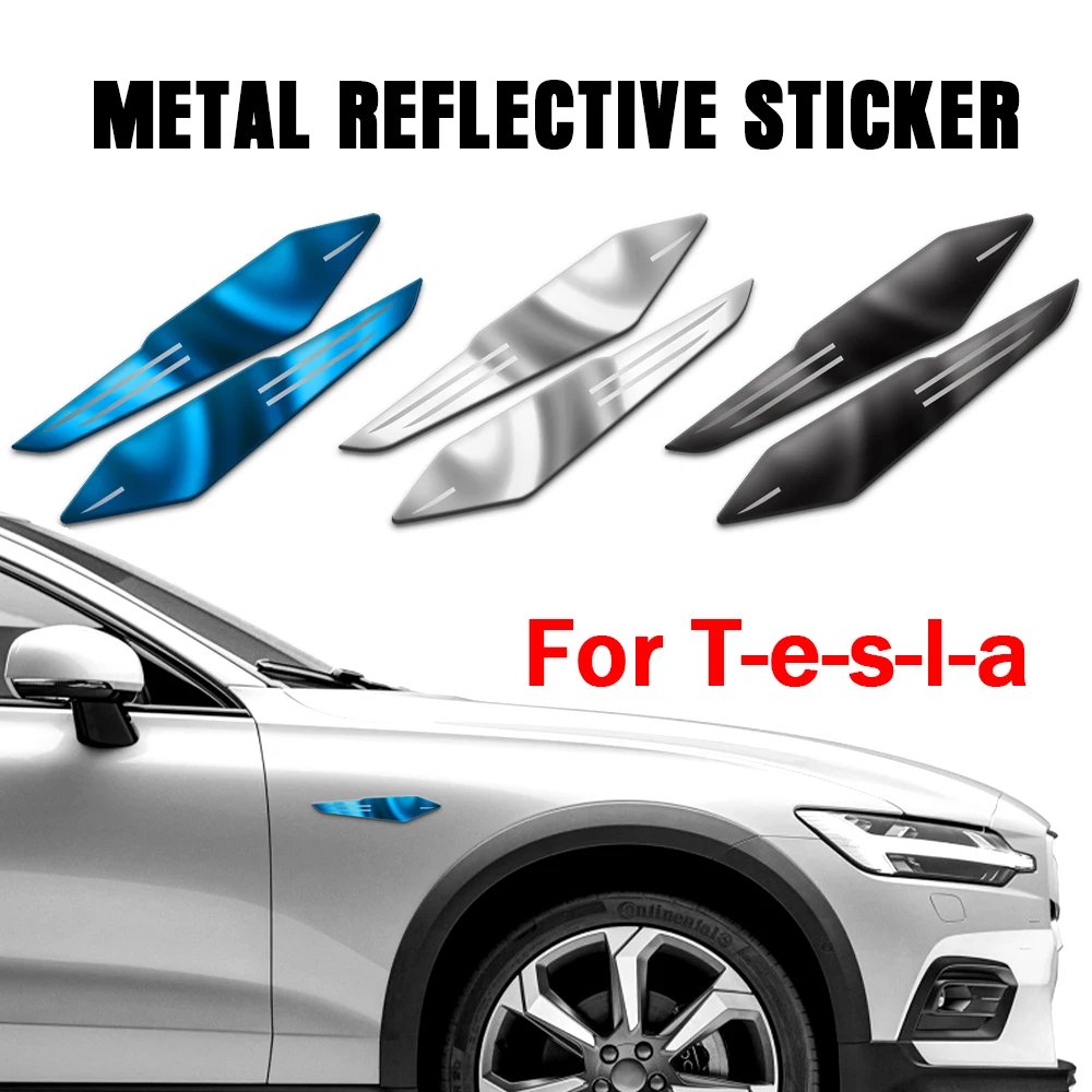

New Mirror Auto Left Ringht Wing Side Fender Decoration Metal Stickers Car Styling Body Reflective Decal for Tesla Model 3 Y X Z