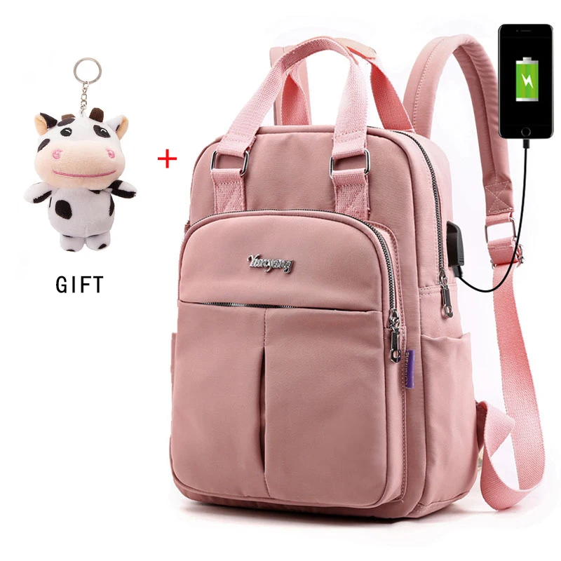

New Fashion Backpacks Women High Quality Large Capacity Backpack Laptop USB Charging Travel Bags for School Girls Mochilas Cow