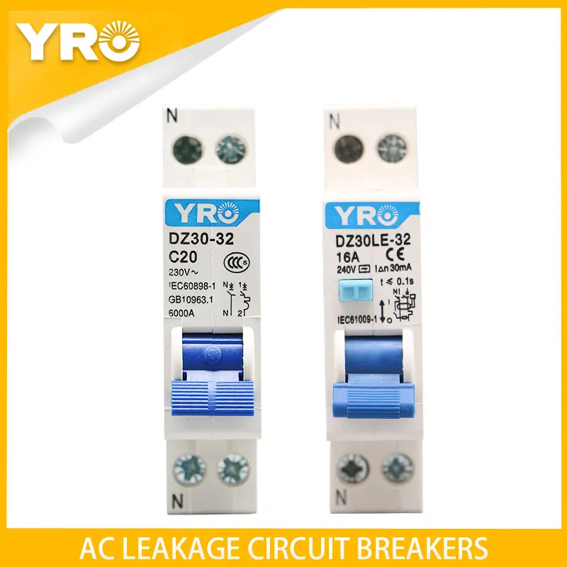 

AC 1P 230V 10A 16A 20A 25A 32A Residual Current Circuit Breaker Differential Breaker Safety Switch DZ30LE-32