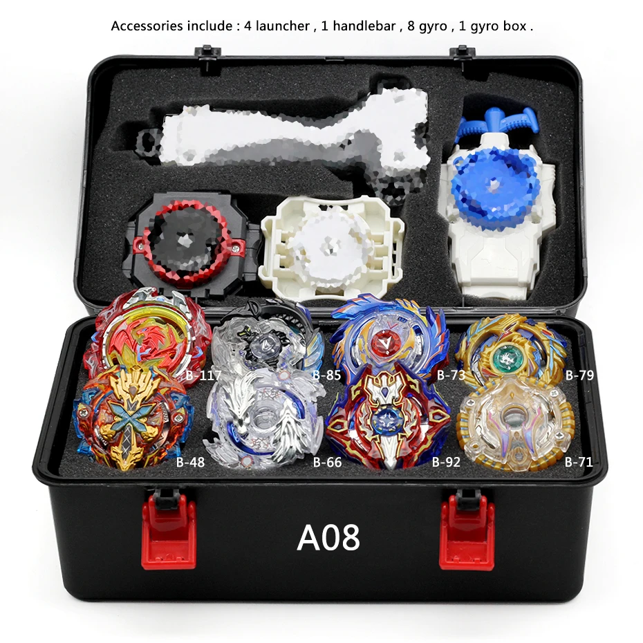 A08 Takara Tomy Bey Bay Burst набор игрушек Арена лезвие пусковое устройство Металл гироскоп волчок детская игрушка для подарка коробка золото - Цвет: A08