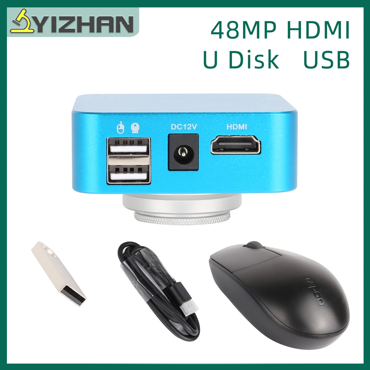 

Микроскоп YIZHAN, 48 МП, CMOS, USB, HDMI, цифровая электронная промышленная камера, свободный драйвер с U-диском 14 ГБ, мышь, пайка печатных плат