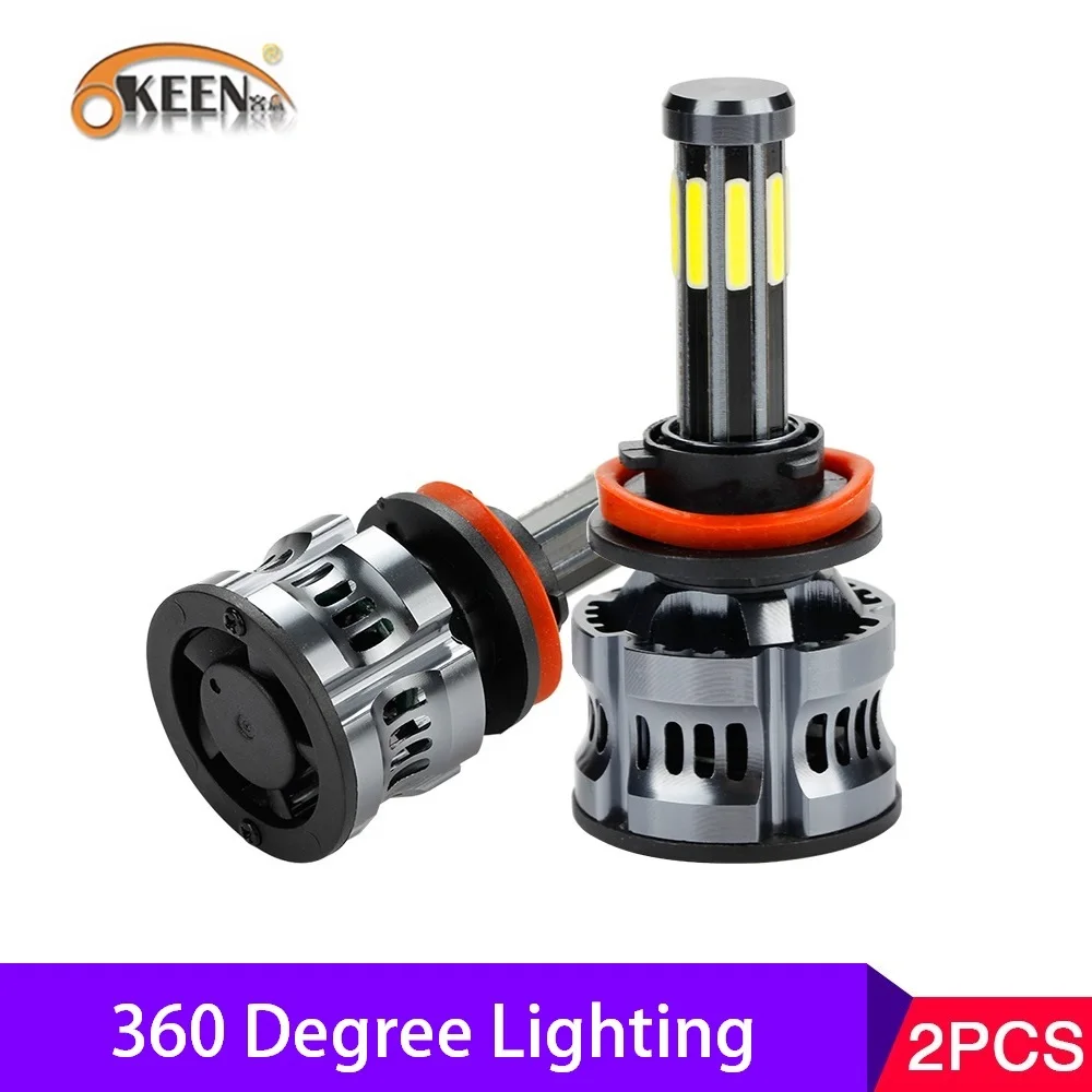 

OKEEN 2pcs High Power Canbus 200W Auto Lamp H1 LED H7 H8 H9 9005 9006 H11 H13 9007 9008 Led Headlight Bulbs H4 8Sides Car Light