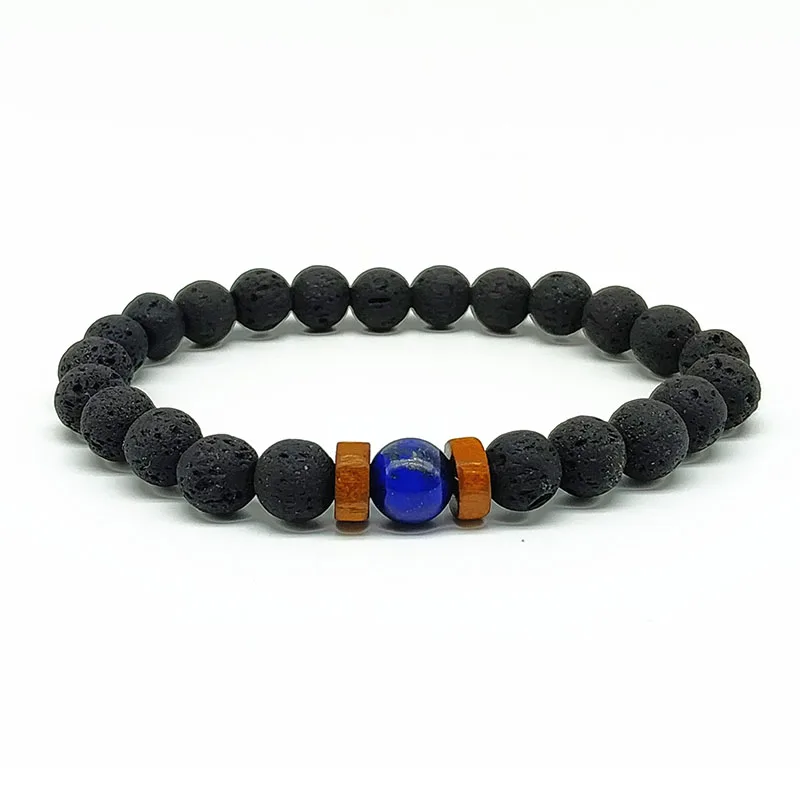 Men Women Bracelet Black Volcanic Round Stone Beads Gift Jewelry For Friend New Fashion Hand Wholesale | Украшения и аксессуары