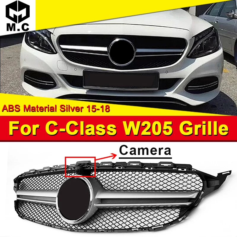 Для Mercedes c класс C205 W205 S205 Спортивная Передняя решетка гриль грили ж/камера ABS