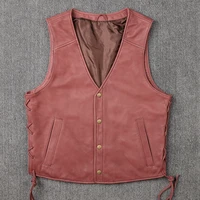 2021 grey casual style genuine leather vest men single breasted plus size 3xl real natural sheepskin slim fit autumn coat