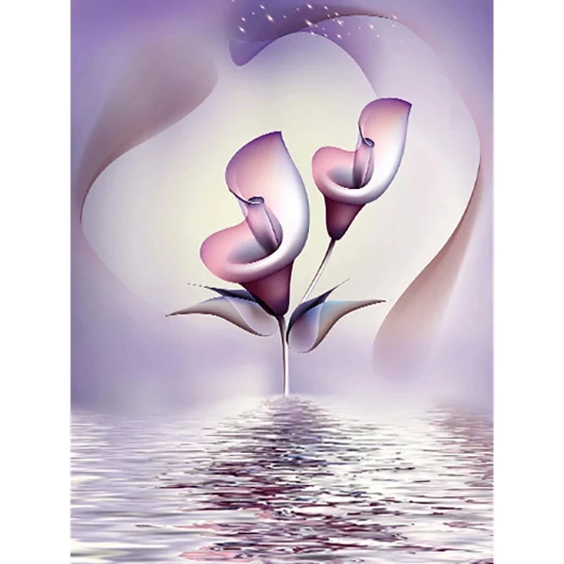 Картина с фиолетовыми абстрактными алмазами Calla Lily сделай сам круглая дрель 5D