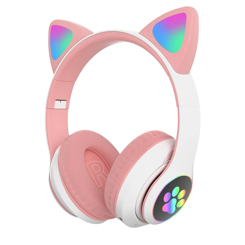 

New Arrival LED Cat Ear Noise Cancelling Headphones Bluetooth-compatible 5.0 Young People Kids Headset Support TF Card 3.5mm