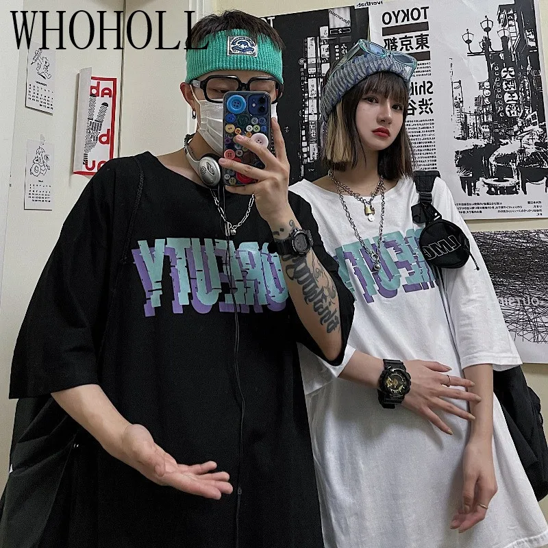 

Street Hip Hop Women T-shirt Top Summer New Letter Printing Tshirts Short Sleeve Loose Couple T-shirt For Men And Women Couples