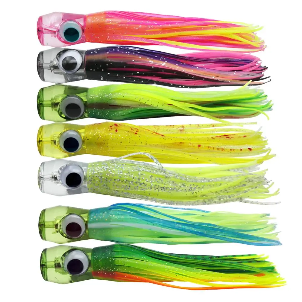 

7 шт./лот, мягкие приманки для соленой воды океана рыбацкая лодка для рыбалки Троллинг, дергающаяся приманка для рыбалки "осьминог" 16,5 см 50 г ...