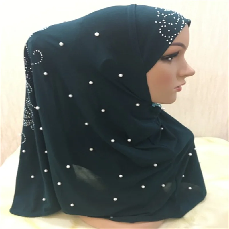 H016 высококачественный мусульманский хиджаб среднего размера 70*60 см с Стразы и