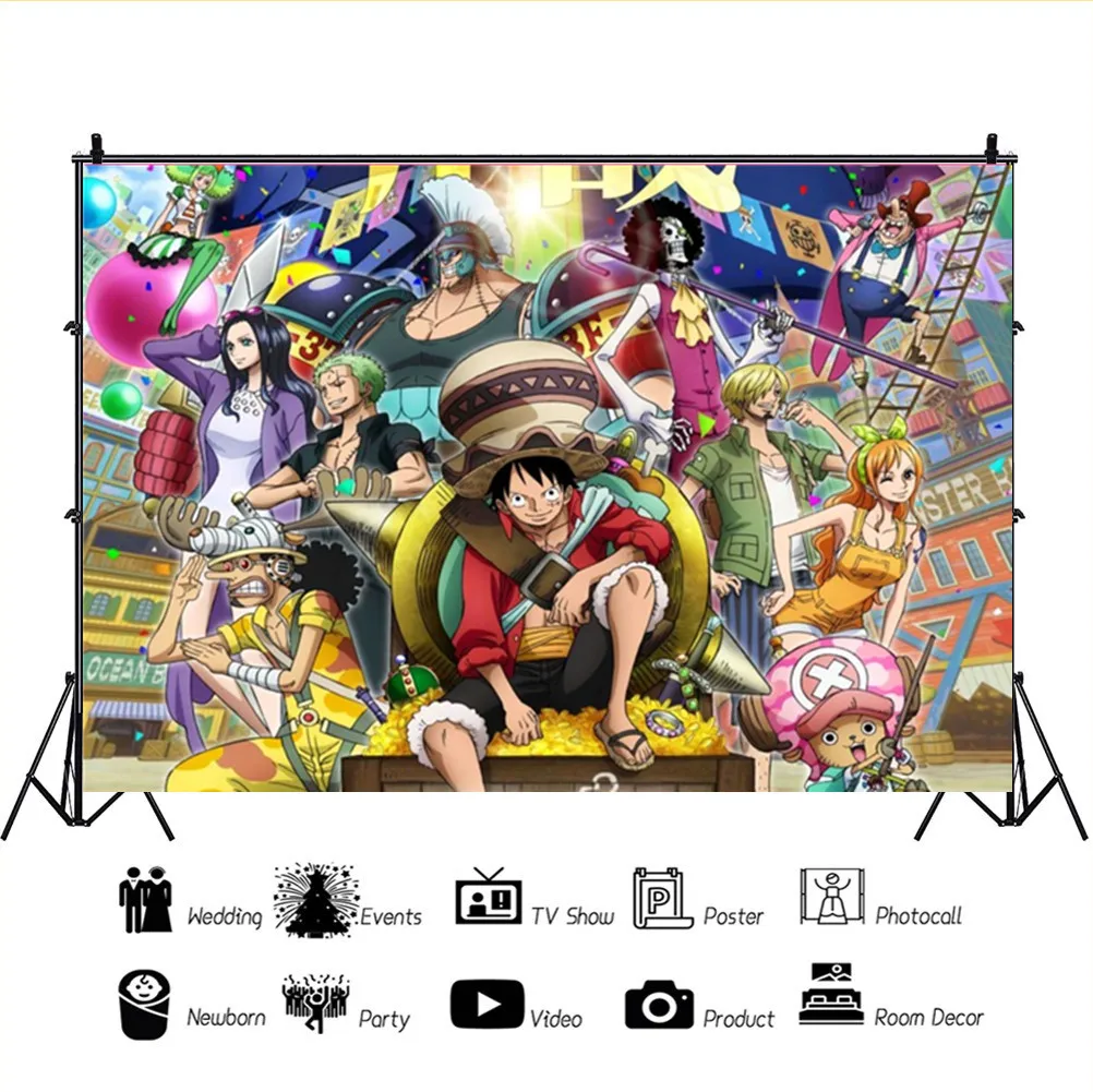 Лидер продаж виниловые фоны для вечерние в стиле аниме на заказ с изображением ОП