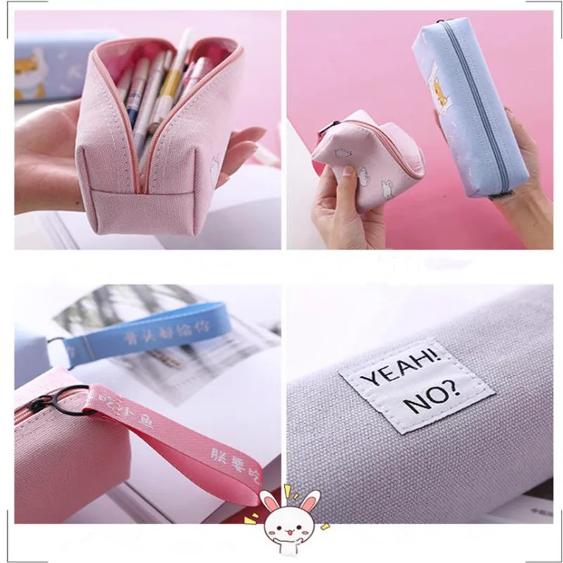 Компактный однотонный студенческий портативный чехол для карандашей школьный