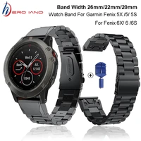 26 22 20mm strap for garmin fenix 6x 6s 6 5x 5 5s 3hr s60 d2 smart watch quick release easy fit stainless steel watch wrist band