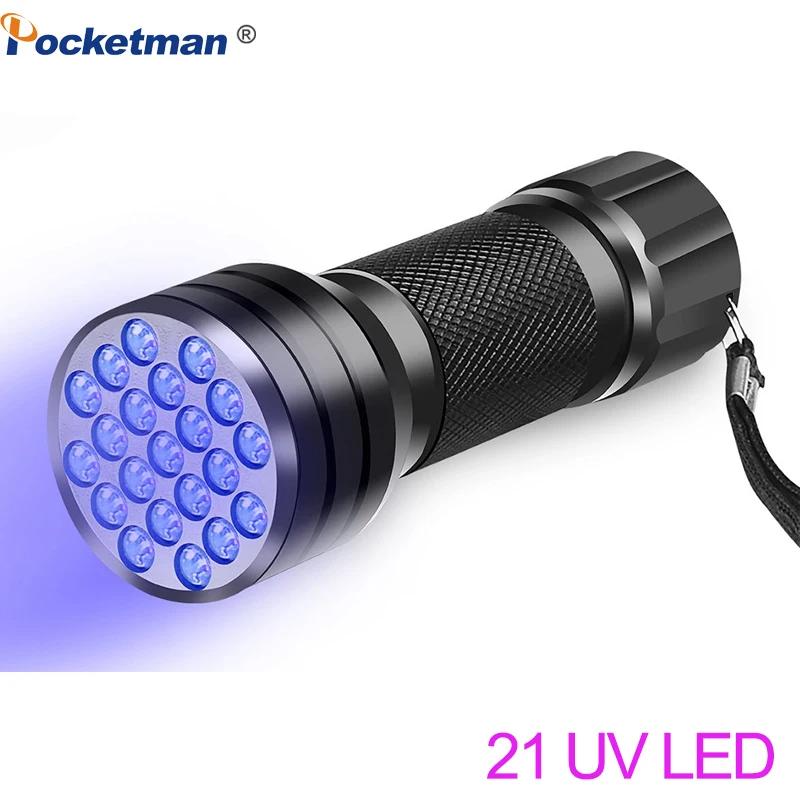 

aluminium alloy LED UV Flashlight 21LED 12LED UV Light 395-400nm LED UV Flashlights linterna torch Ultraviolet Black Light lamp