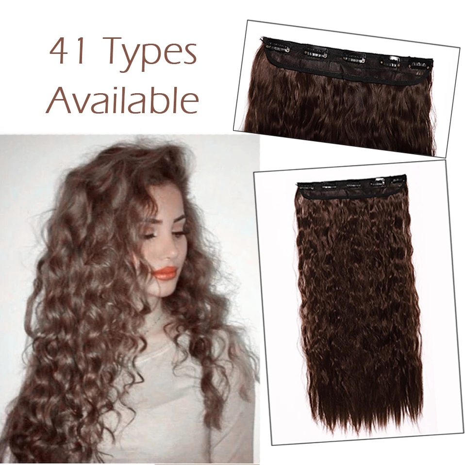 

BENEHAIR Long Synthetic Hair Extensions Clips In One Piece Hair Extension Black Brown High Tempreture Hairpiece For Women