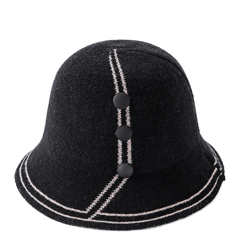 

New Japanese art sewing round button wool fisherman's Hat Women autumn winter Korean fashion retro pot hat trend
