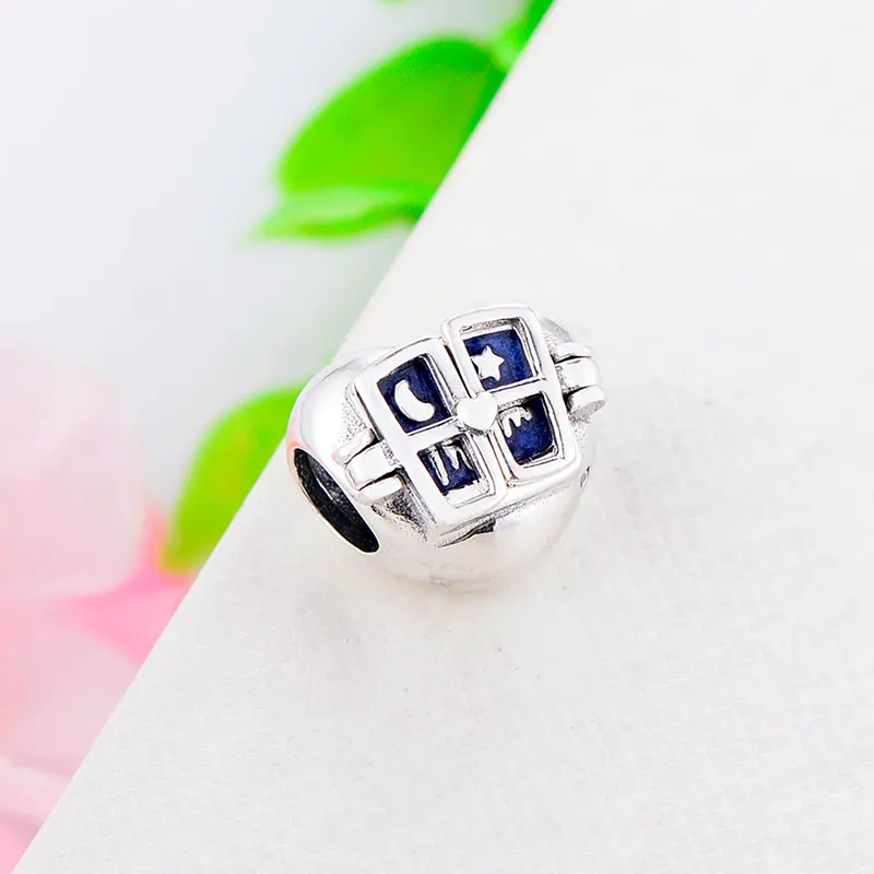 Окно синяя эмаль небо Луна Звезда Любовь Сердце бусы подходят оригинальный ПАН