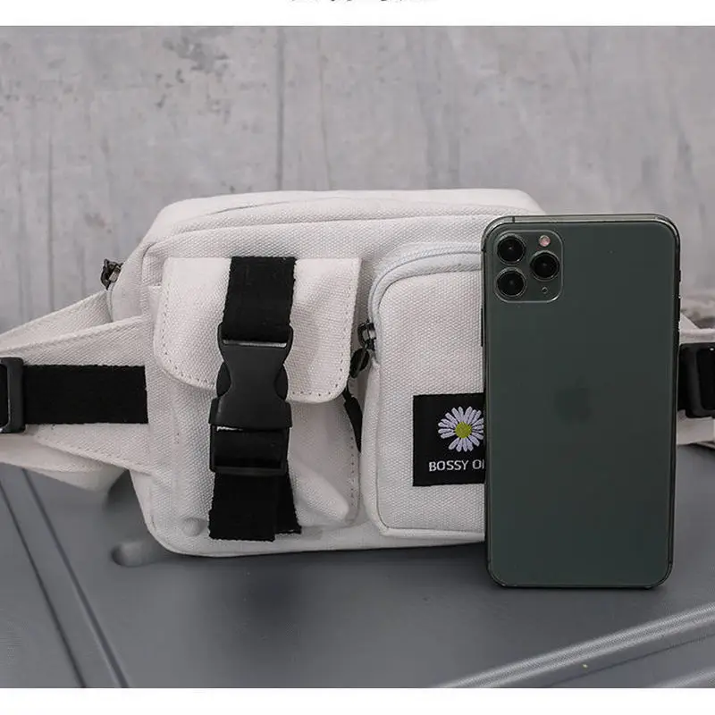 

Small Canvas Waist Bag Women Waist Pack Chest Bag Female Fashion Printing Phone Pouch Sale New