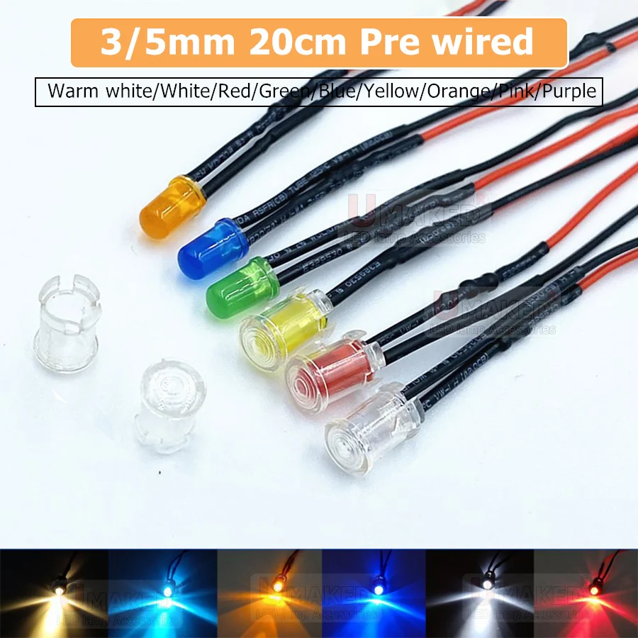 

Min F3 F5 5mm 20cm Pre Wired LED Round Light Lamp Bulb Chip Beads Cable DC 12V White Warm Red Green Blue Yellow Emitting Diodes