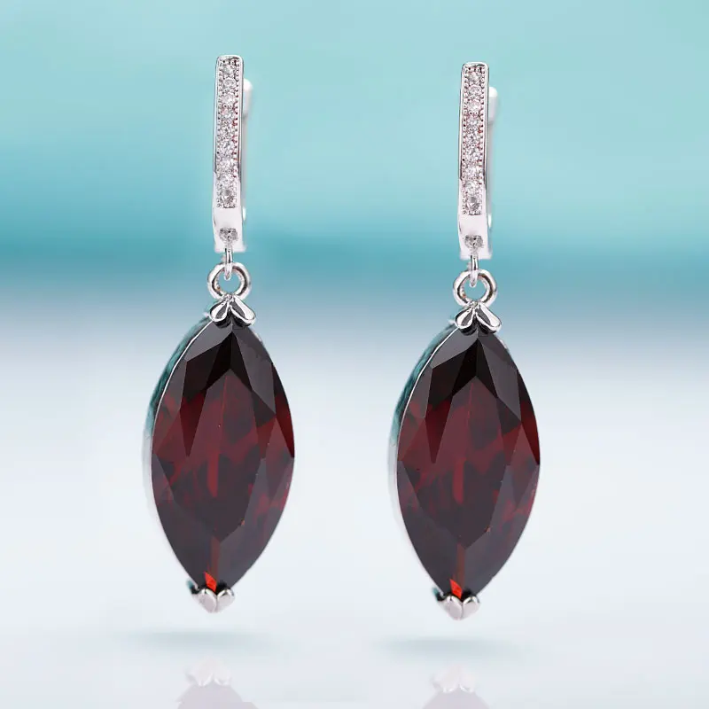 silver red MAIKALE, новинка, модные серьги в форме глаз, простые циркониевые Висячие серьги для женщин, розовое золото, хорошее ювелирное изделие, черные Серебряные Висячие серьги, подарок - Окраска металла: silver red