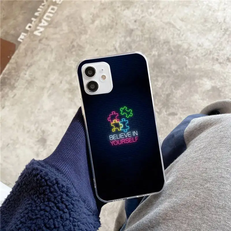 

Funny Neon Phone Case For iphone 5s 6 7 8 11 12 plus xsmax xr pro mini se Transparent Cover Fundas Coque