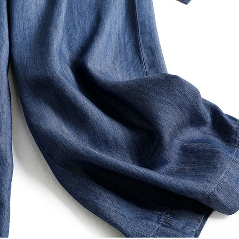 

Long Pants Women 2021 Summer New Vintage Solid Color Lady's Jean Trousers Fashion High Waist Loose Tencel Denim Pants Female