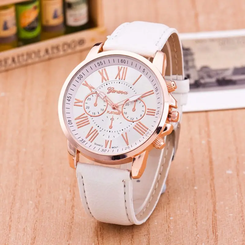 

Newest Women's Watches Montre Geneva Roman Numerals Leather Quartz Female Watch Dress Clock montre femme 2019 zegarki damskie