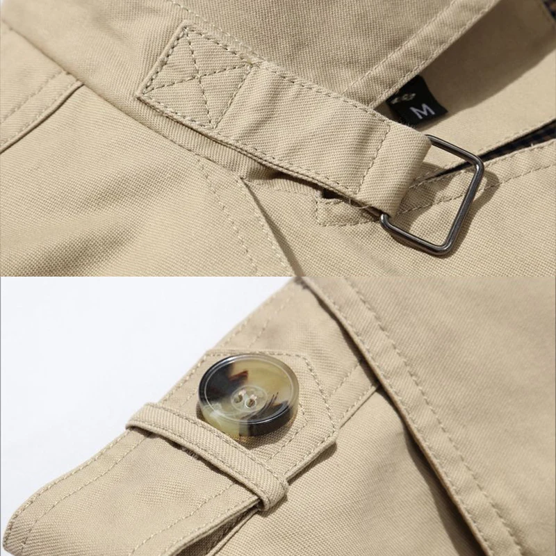 

Men Jacket Cotton Casual Solid Coat for Men Mid Length Windbreaker Spring and Autumn