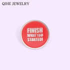 Брошь с эмалью, с круглыми буквами, красного цвета